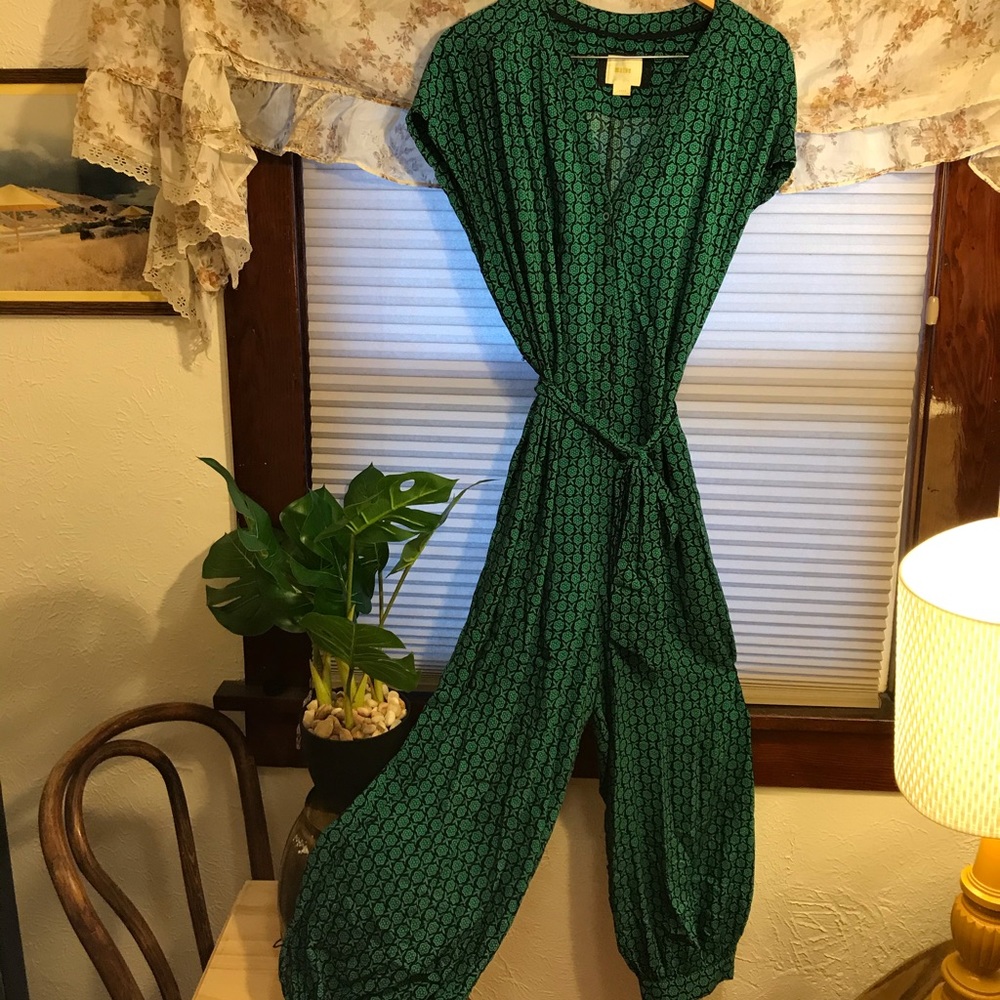 Lightweight green short sleeve boho jumpsuit